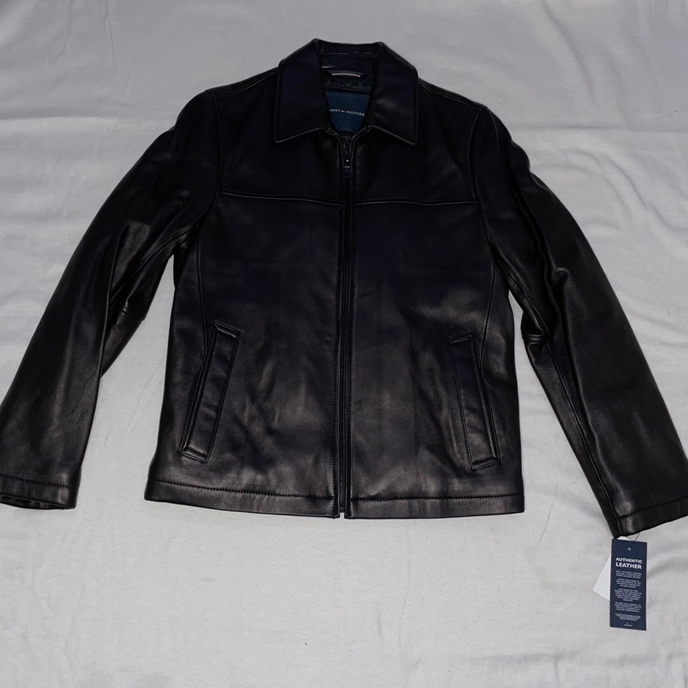 Black Leather Tommy Hilfiger Jacket